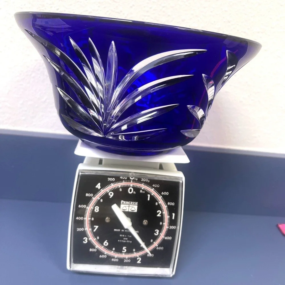 SCHONBORNER BLEIKRISTALL 24% CRYSTAL HAND MADE COBALT BLUE BOWL‎ 4